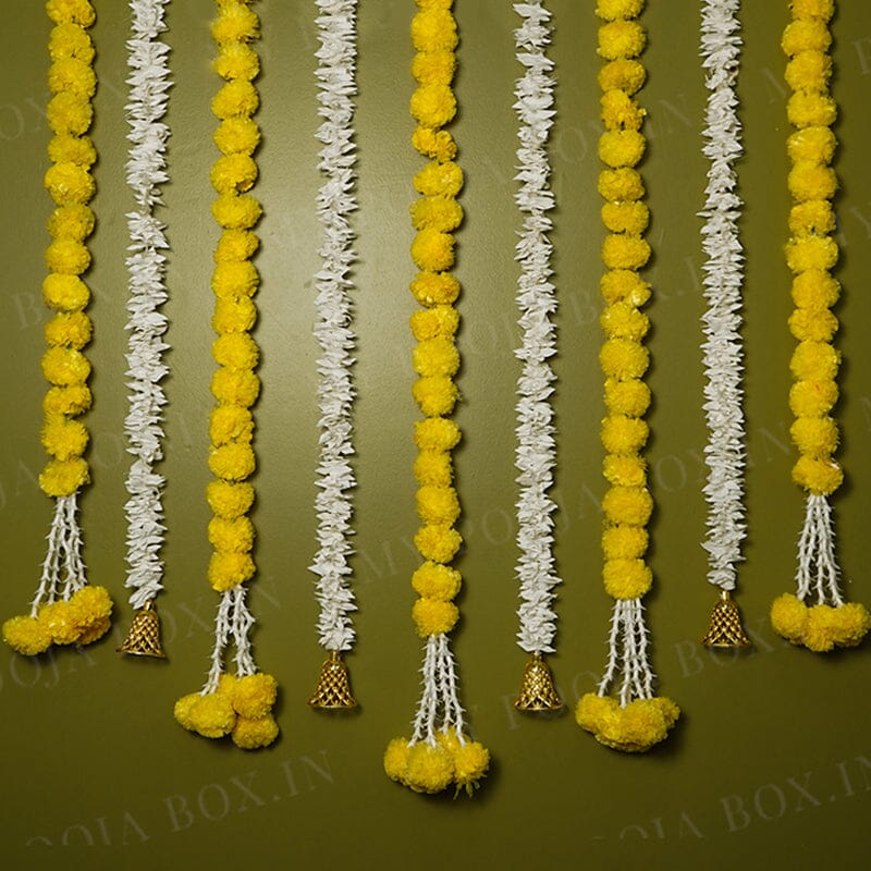 Artificial Jasmine Flower And Yellow Marigold Backdrop Decoration