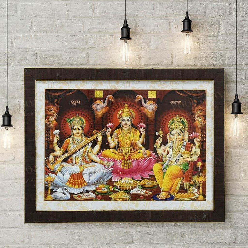 Lakshmi Saraswati And Ganesh Painting Framed Paintings