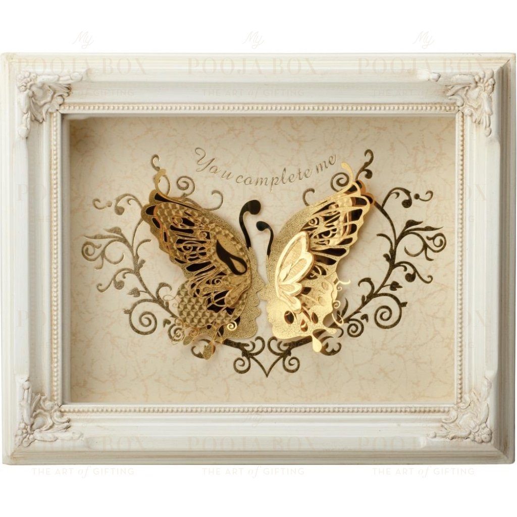 24K Gold Foil Butterfly Couple Framed Paintings