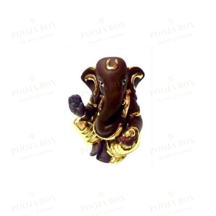 24K Gold Foil Ekadrishta Ganesha Small Idol