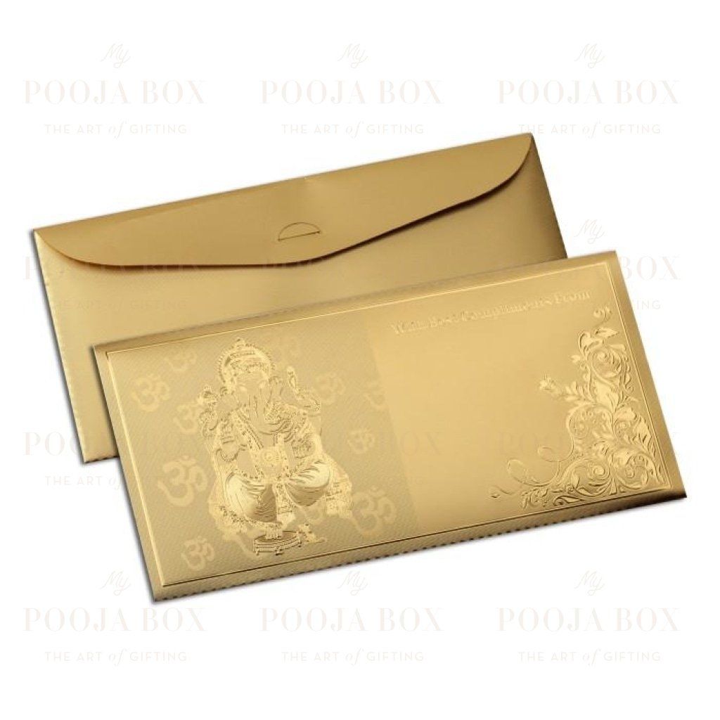 24K Gold Foil Ganesha Sagan Envelope (Set Of 12)