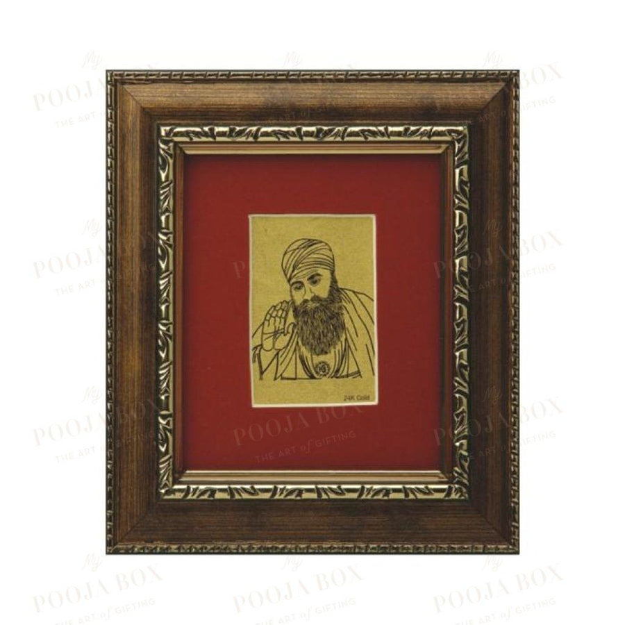 24K Gold Foil Guru Nanak Small Card Frame Framed Paintings