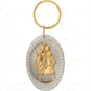 24K Gold Foil Radha Krishna Oval Keychain Keychain
