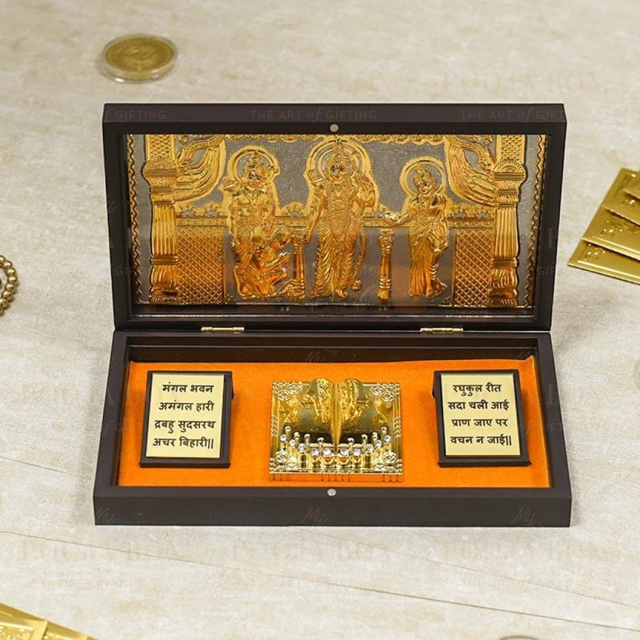 24K Gold Foil Ram Darbaar Pooja Box