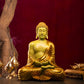Antique Brass Green And Golden Buddha Idol