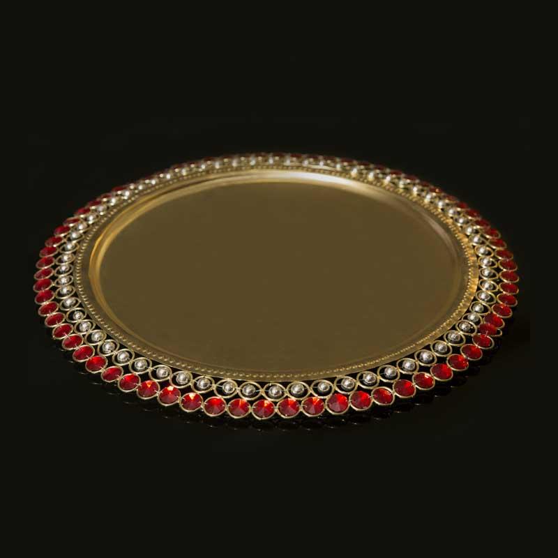 Decorative Red Stone Studded Plate