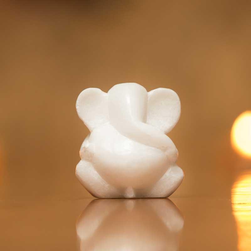 Minimalist White Marble Ganesha Statue
