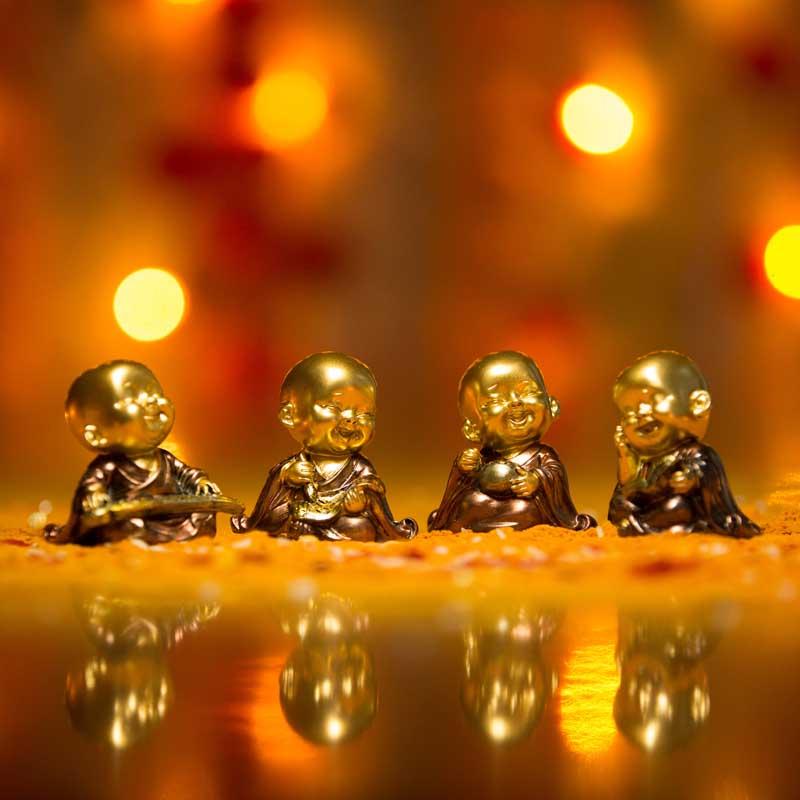 Golden Baby Monk Figurines Set of 4