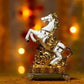 Feng Shui Golden White Horse on Coin Bed Showpiece