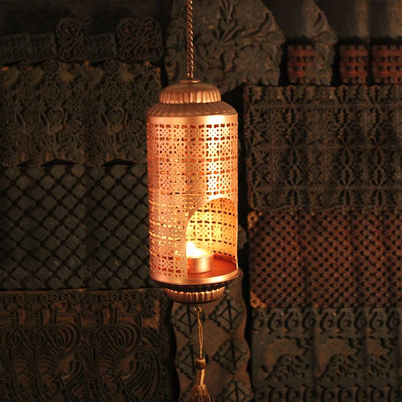 Exquisite Handcrafted Copper Caged T-Light Holder Hanging