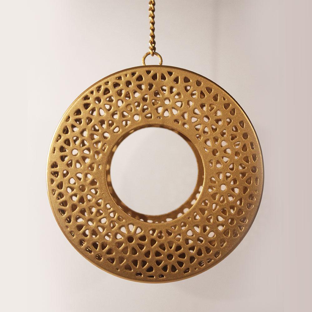 Exquisite Round Ring-Shaped Gold T-light Holder Hanging