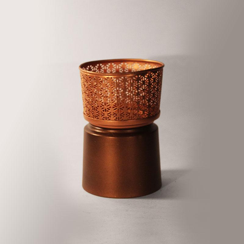 Floral Latticework Candle Stand T-Light Holder Copper Shade