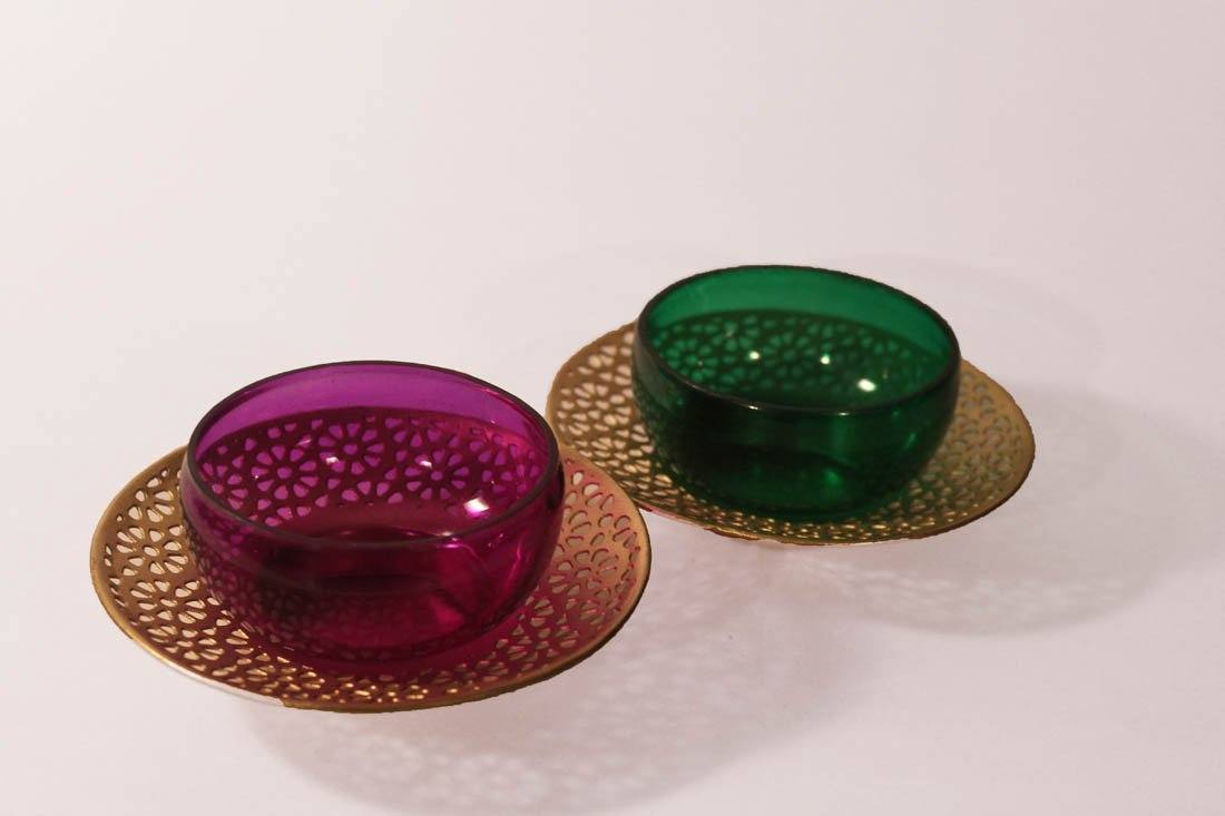 Decorative Iron Glass Tealight Holder (Set of 2)