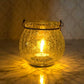 Designer Yellow Crackled Glass Lantern Tealight Holder