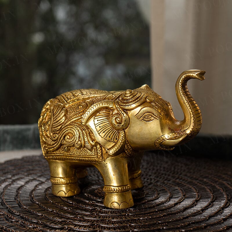 Handmade Ethnic Indian Brass Elephant Pair Decor