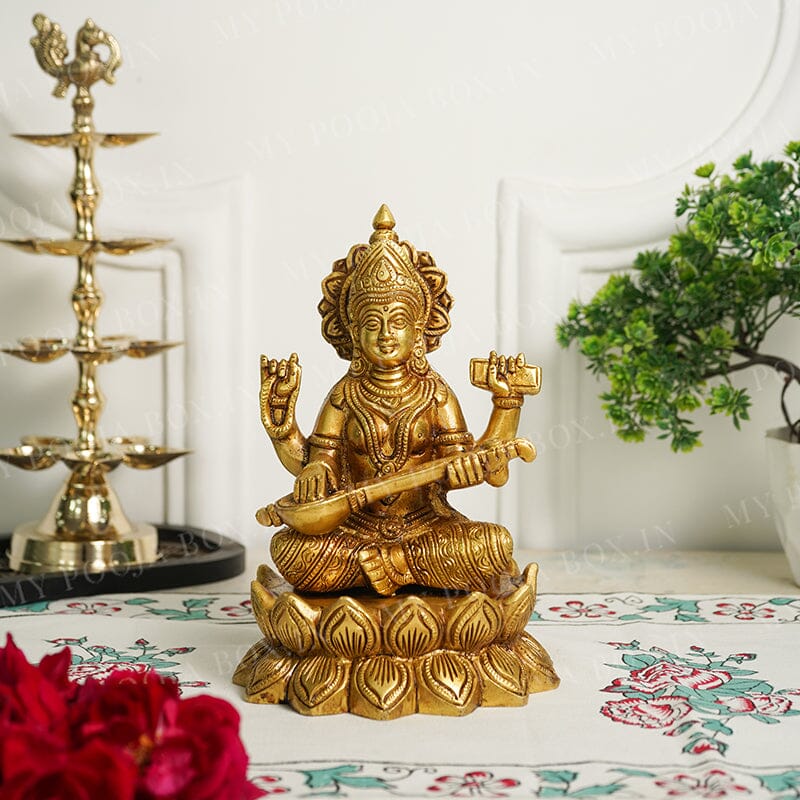 Maa Saraswati Gyaneshwari Brass Idol