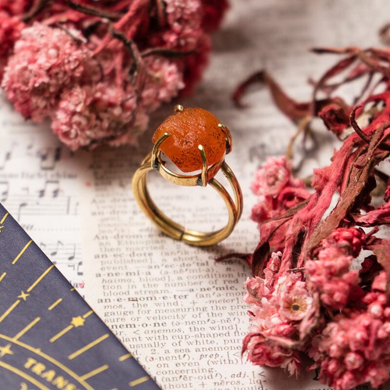 Natural Carnelian Gold Plated Ring