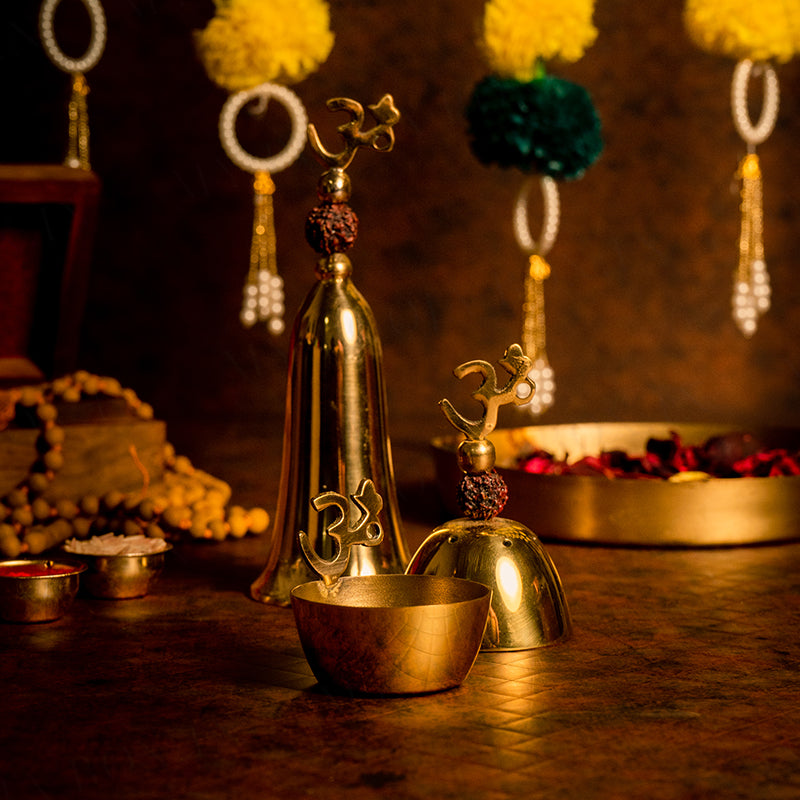 Antique Rudraksha Pooja Bell (Set of 3)