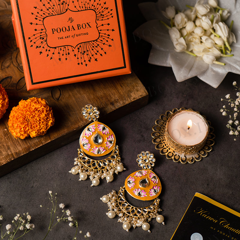 Eye-Catching Meenakari Orange Earrings