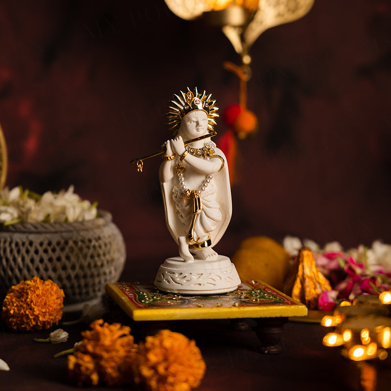 Propitious Krishna with Flute Idol