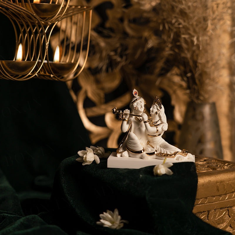 Charming Radha Krishna Gold Plated Idol