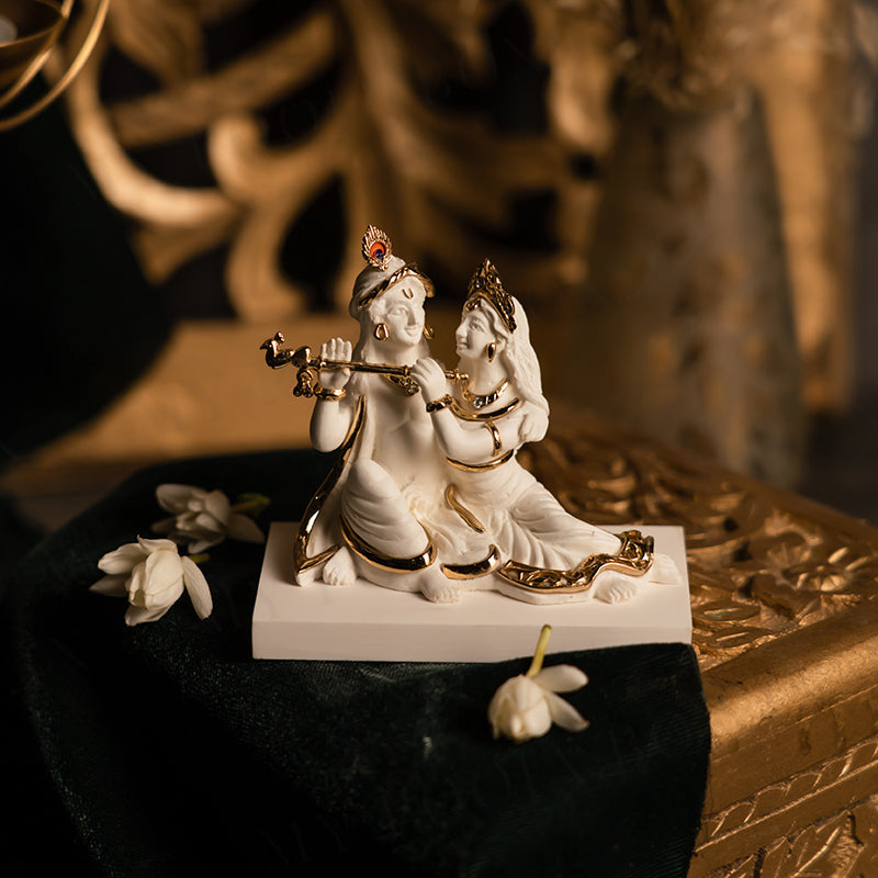 Charming Radha Krishna Gold Plated Idol