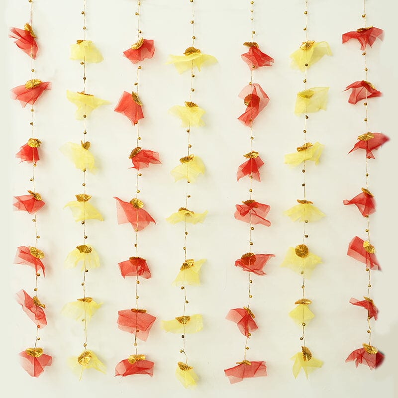 Red & Yellow Backdrop Hanging for Pooja Decoration 3.5FT x 3FT