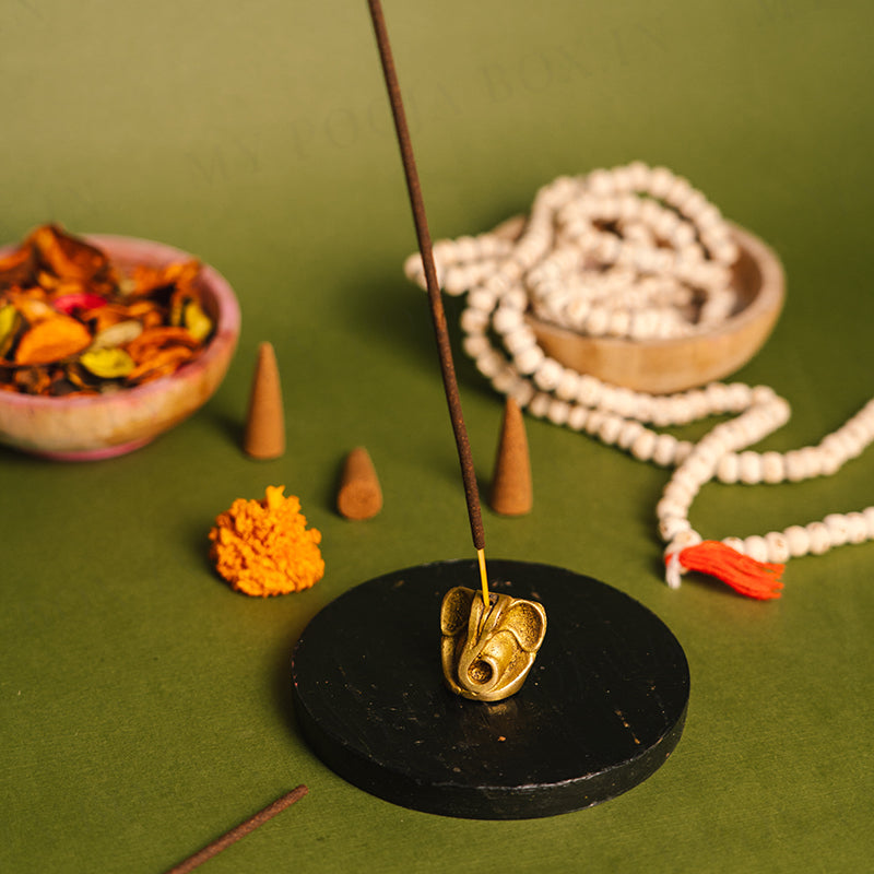 Divine Brass Ganesha Incense Holder