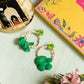 Minimalist Rose Hoops Green Earring Set