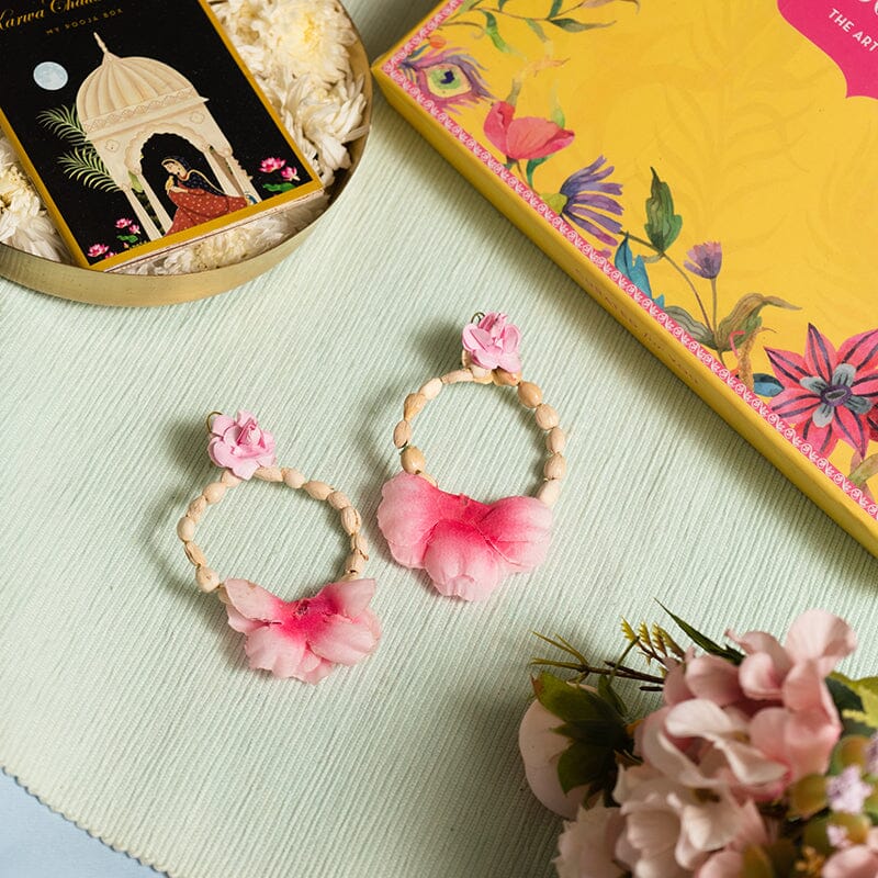 Minimalist Rose Hoops Baby Pink Earring Set