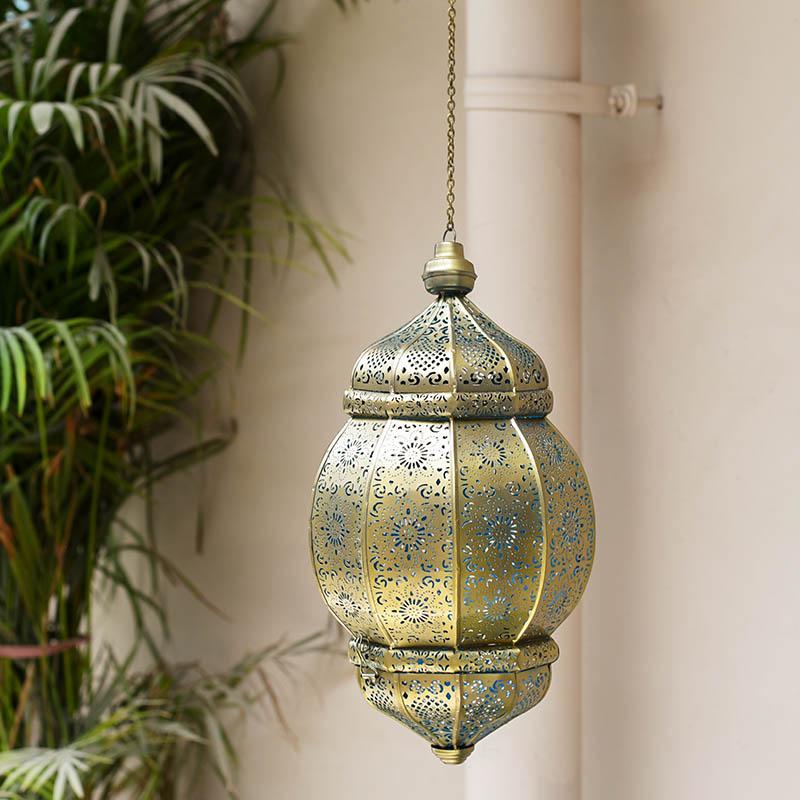 Antique Moroccan Hanging Lantern with Intricate Design
