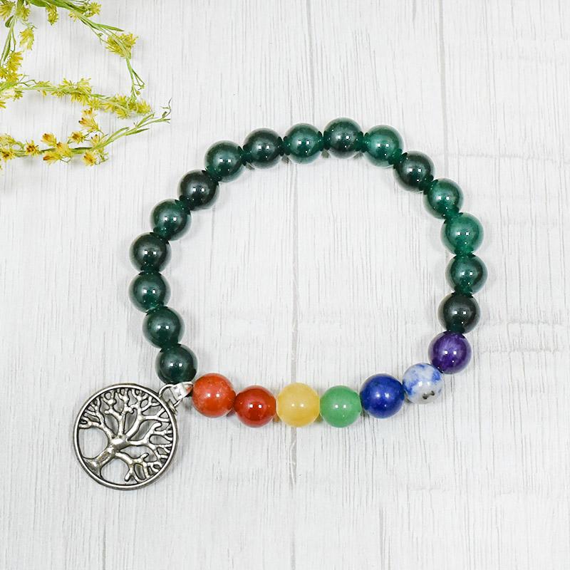 Green Aventurine Bracelet with Tree of Life Charm