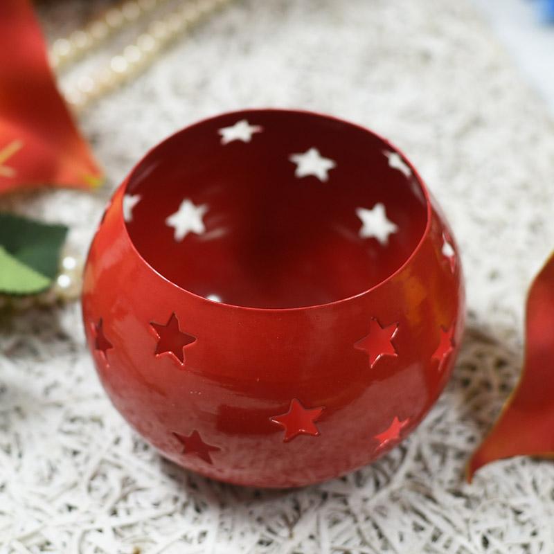Round Red Decorative Candle Holder