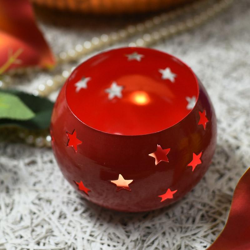 Round Red Decorative Candle Holder