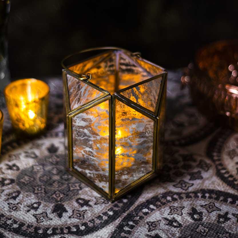 Decorative Glass Hexa Lantern
