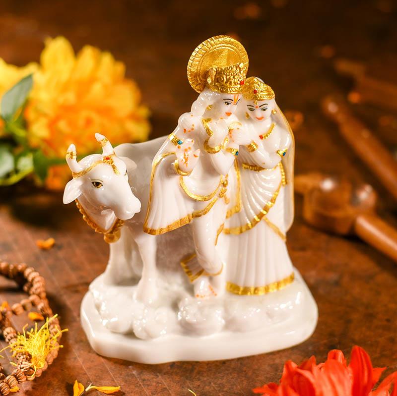 Radha Krishna With Cow Idol