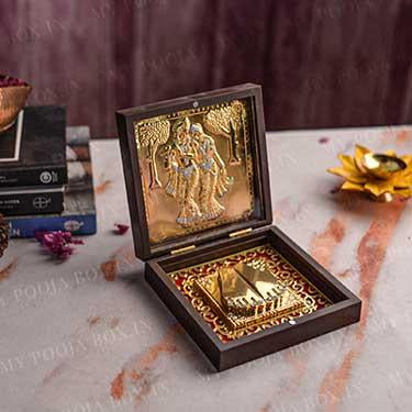 24kt Gold Foil Radha Krishna Pooja Peti