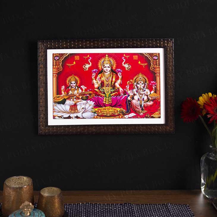 18x12 Lakshmi, Saraswati and Ganesh Painting