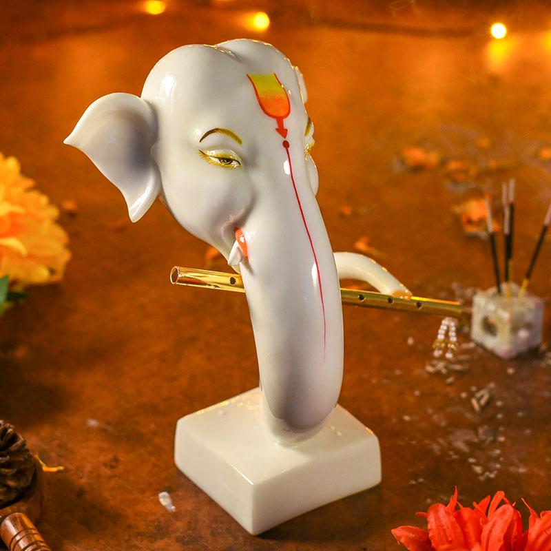 Divine Ganesha Head with Flute