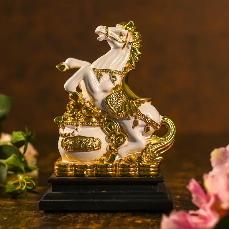 Antique Golden Horse Stepping On Money Bag