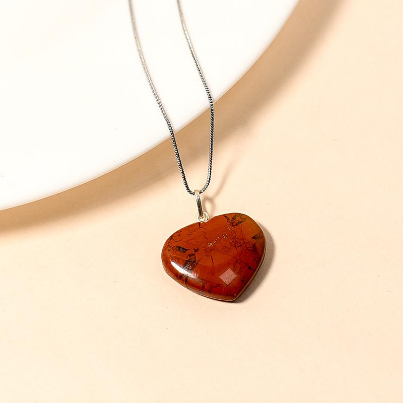 Red Jasper Heart Pendant Necklace for Protection