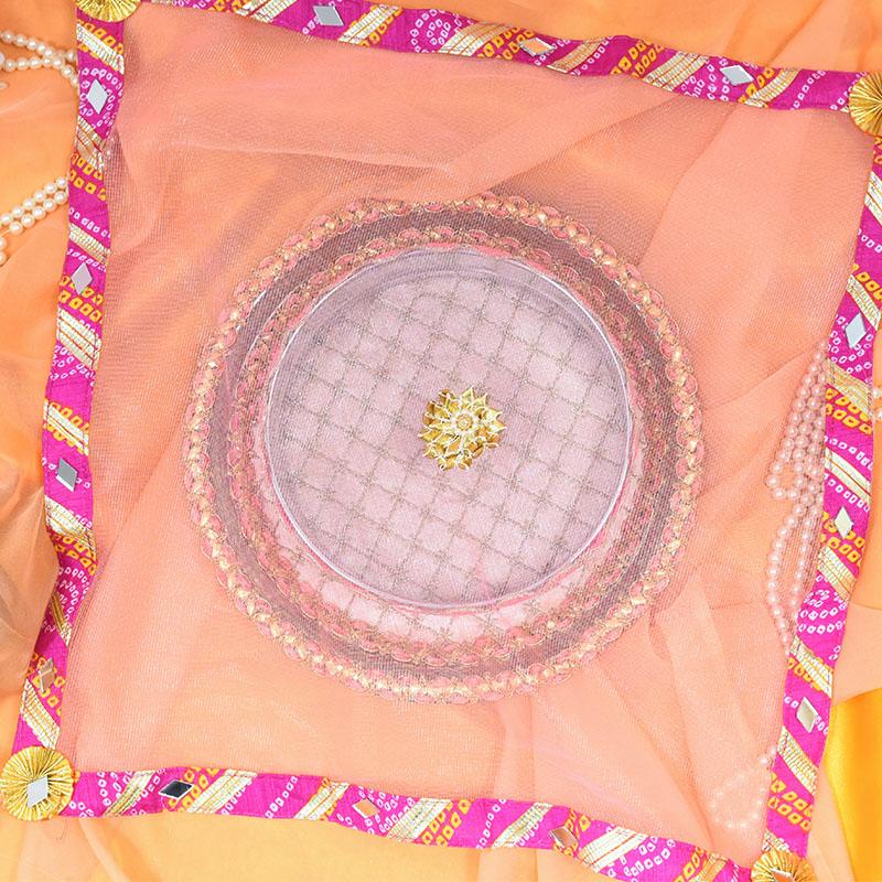 Pastel Pink Jaipuri Thali Cover