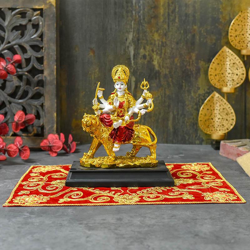 Golden Embroidery Chowki Cover