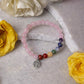 Rose Quartz and 7 Chakra Bracelet with Charm