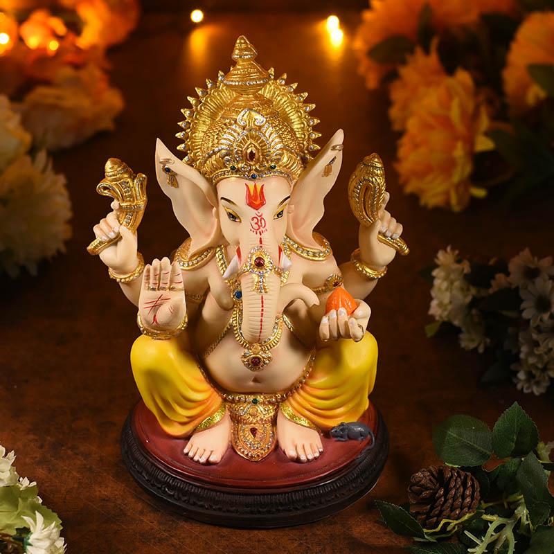 Lord Ganesha Idol On Oval Stand