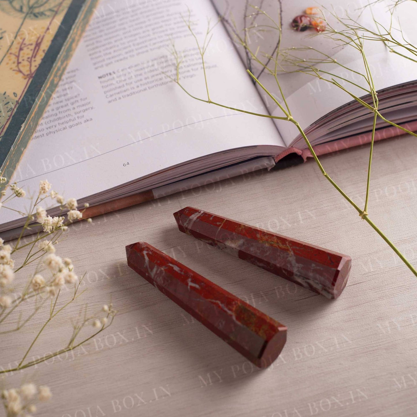 Red Jasper Crystal Healing Tower/Pencil (Set of 2)⎮Stability & Power