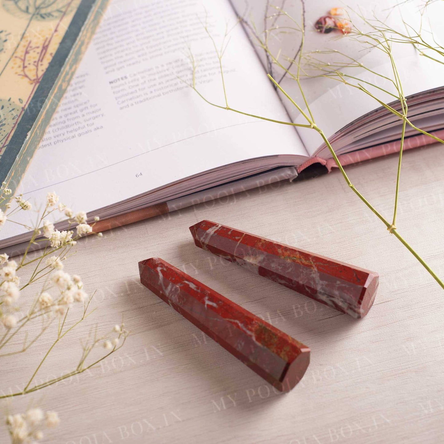 Red Jasper Crystal Healing Tower/Pencil (Set of 2)⎮Stability & Power