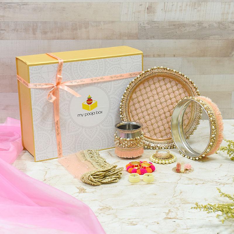 Perfect Peach Karwa Chauth Gift Box (Set of 8)