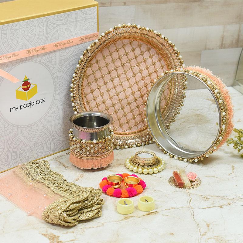 Perfect Peach Karwa Chauth Gift Box (Set of 8)