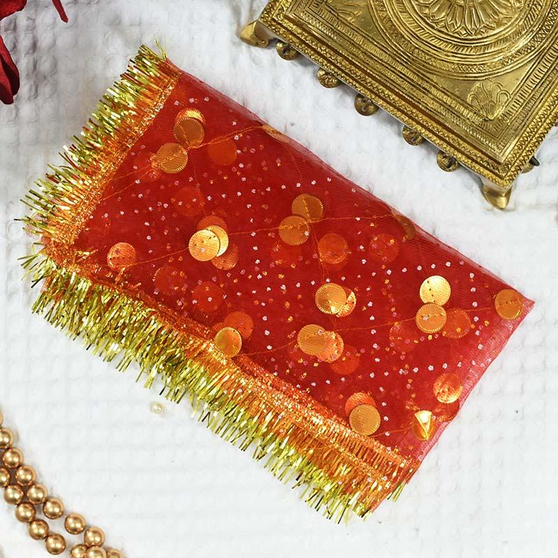 Chowki Cover With Golden Sequence Beads